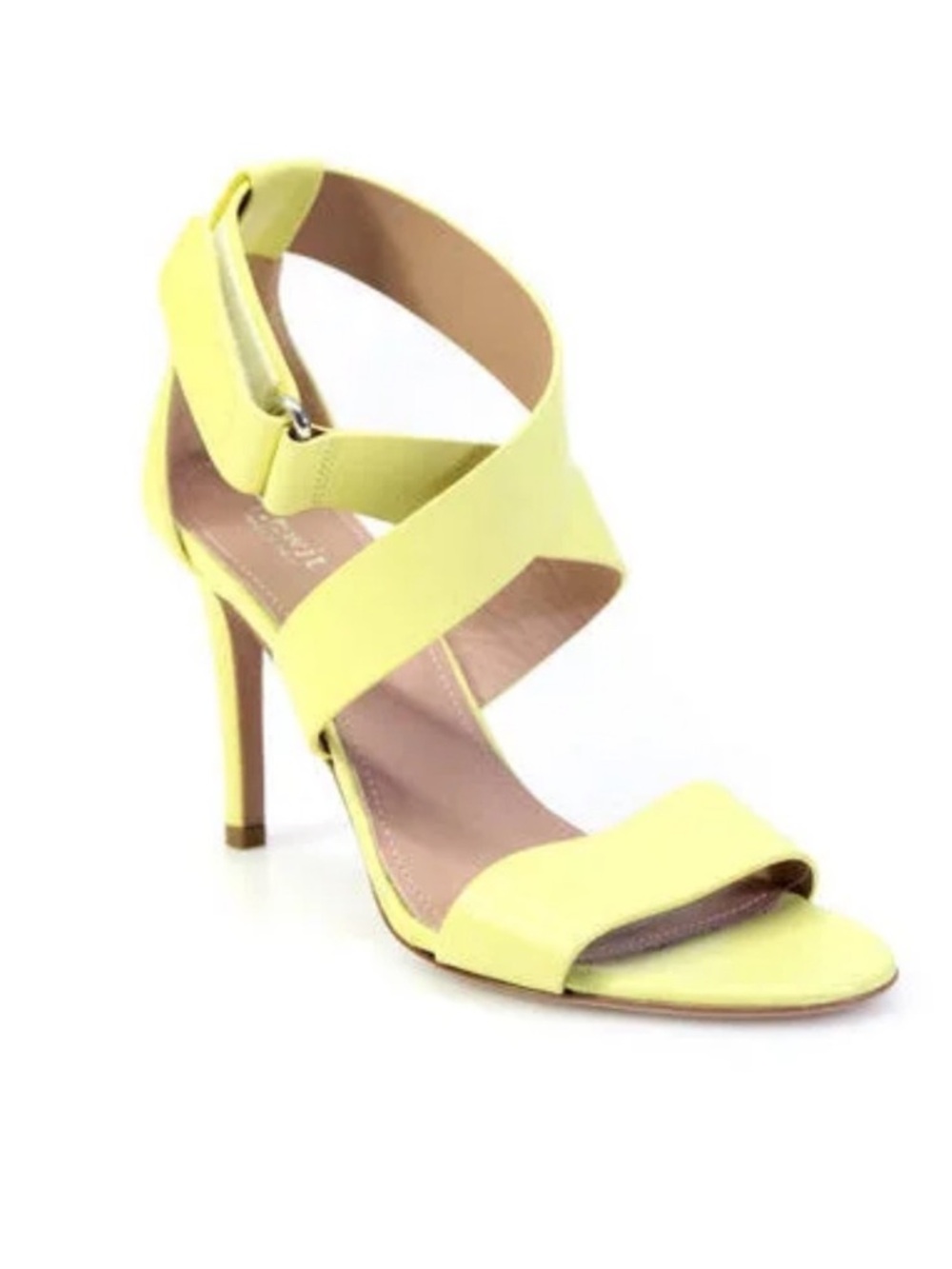 Lewit Lemon Yellow Strappy High Heel Sandals sz 39 eur fit 8 us nwot